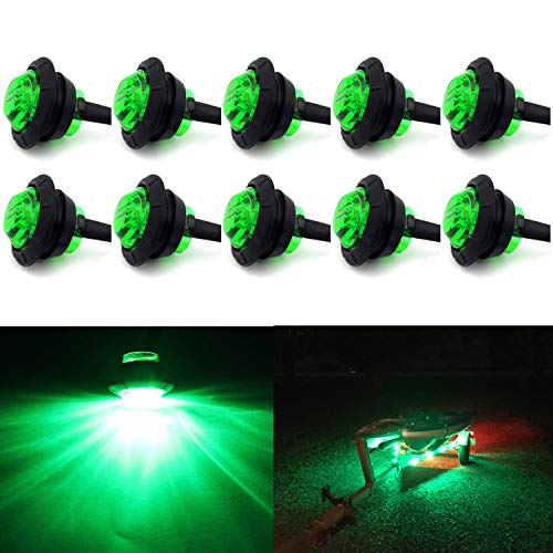 KEING 10 Pack Waterproof Marine Boat LED Lights, LED Underwater Lighting, Utility Led Interior Lights Navigation Lights Deck Courtesy Lights 12V for Yacht Boat Fishing Pontoon Sailboat Kayak (Green) - color: Green 10