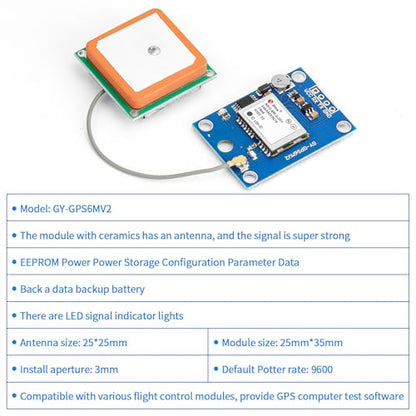 4 Pack GY-NEO6MV2 NEO-6M GPS Module - Flight Controller Module Board 3V-5V with Super Strong Ceramic Antenna Compatible with Ar duino ESP 32 Rasp Berry P i EEPROM APM 2.5 - color: Blue