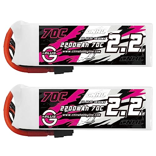 CNHL 2200mAh 6S Lipo Battery 22.2V 70C with XT60 Plug (2 Packs)