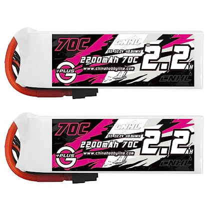 CNHL 2200mAh 6S Lipo Battery 22.2V 70C with XT60 Plug (2 Packs)