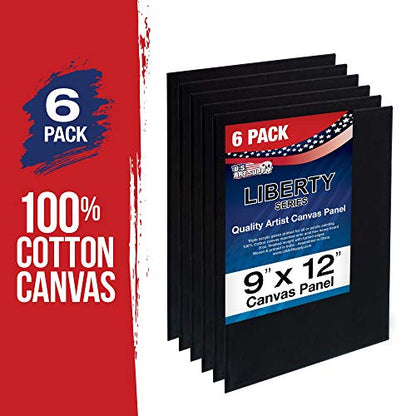 U.S. Art Supply 9 X 12 Inch Black Art Canvas Board Panels 6 Pack - 8 Ounce - size: 9" x 12"