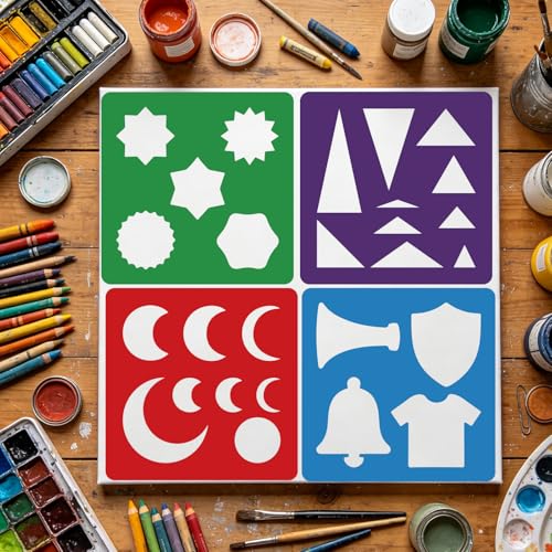 CUTHOLLOW 25 PCS Geometric Elements Painting Shape Stencils Sets - style: Geometric Elements