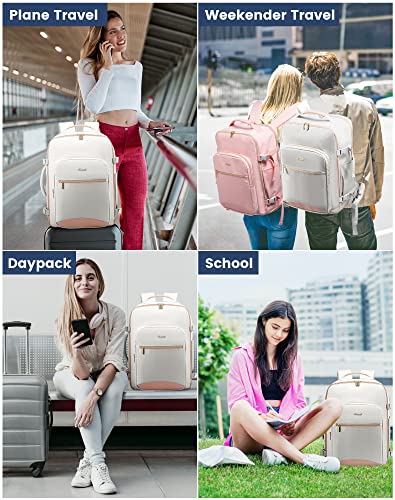 LOVEVOOK 40L Travel Backpack Flight Approved Carry on Backpack,3 Packing Cubes,Waterproof Personal Item Travel Bag,TSA Carry on Luggage Suitcase Travel Essentials,Gifts for Women & Men,fits 17" Laptop - color: A-light Gray-pink, size: Large-40L-4Pcs(Stand