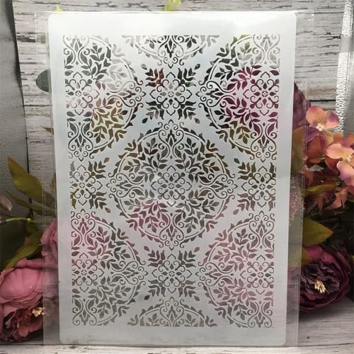 TIAMECH A4 Reusable Palace Totem Lace Stencil for Painting - style: Palace Floral