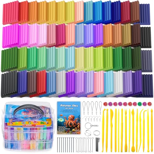 Ixiaoyoo 60 Colors Polymer Clay, Oven Bake DIY Modeling Clay for Kids - color: 60 Colors