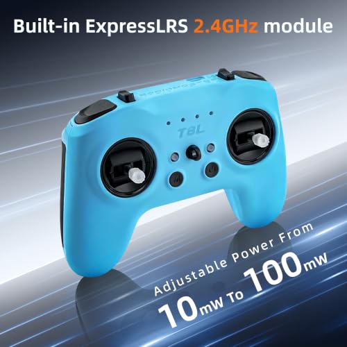 Radiomaster T8L ELRS 2.4GHz Radio Transmitter, 204g Lightweight Screenless Remote Controller with Hall-Effect Gimbals, USB-C Charging & Simulator Compatibility for FPV Drones (Blue) - color: Blue