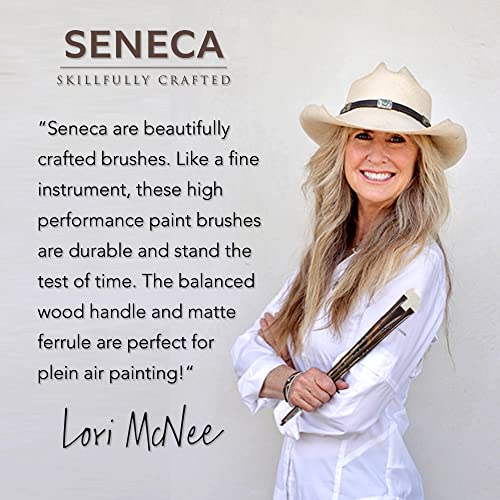 Willow Wolfe Seneca Series 1700 Short-Handle Flat Brush Size 0, Premium Vegan Synthetic Filaments for Acrylic, Oil & Water-Mixable Oils - size: 0