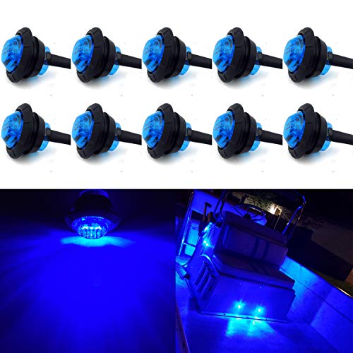 KEING 10 Pack Waterproof Marine Boat LED Lights, LED Underwater Lighting, Utility Led Interior Lights Navigation Lights Deck Courtesy Lights 12V for Yacht Boat Fishing Pontoon Sailboat Kayak (Blue) - color: Blue 10
