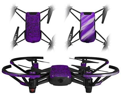 Skin Decal Wrap 2 Pack Compatible with DJI Ryze Tello Folder Doodles Purple Drone NOT Included