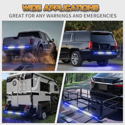 XRIDONSEN 60 inch Blue White Emergency Lights Strip 360 LED Tailgate Lights - color: Blue/White