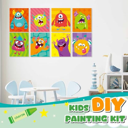 12 Pcs Pre Drawn Paint Canvas for Painting for Kids, 8x10 Monster Canvas - style: Monster