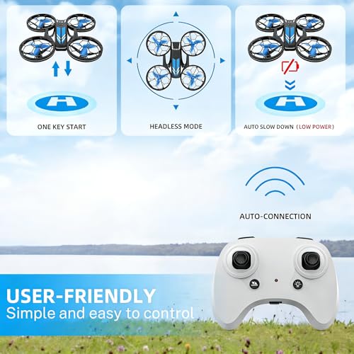 Drones - RC Drone with Auto Hovering and Headless Mode, Quadcopter with LED Light, Propeller Full Protect, 3D Flips, 3 Batteries, Remote Control, Best Gifts