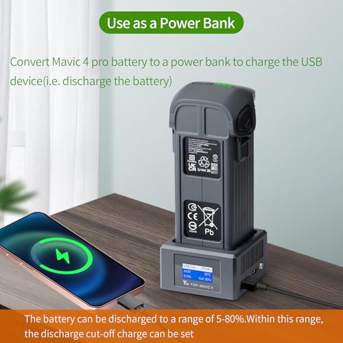 Two-Way Charging Hub with Digital Display Screen for DJI Mavic 4 Pro Drone Battery USB Battery Charger with Storage Charge Accessories