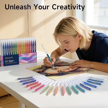 finenolo Glitter Gel Pens, Large Capacity Metallic Pens, 18 Colors Jumbo