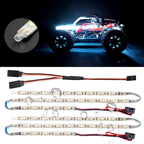 Waterproof LED Light Strips for RC Cars Trucks Airplanes Boats Drones Fixed Wing AR Wing Model Underglow Light (White) - color: White