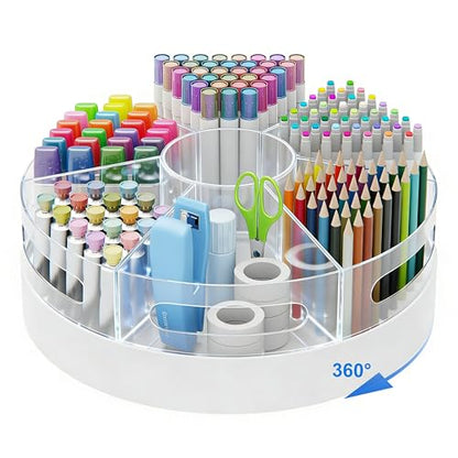 CraftGenes Rotating Organizer, Clear Acrylic Pen Holder, Marker Organizer