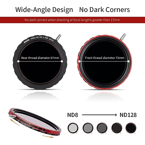 Haida 82mm Pro II Multi-Coating Circular Polarizer + Variable Neutral Density SLR Camera Lens Filter Waterproof Scratch Resistant Nano-Coating CPL + VND (2 in 1) - size: 82mm