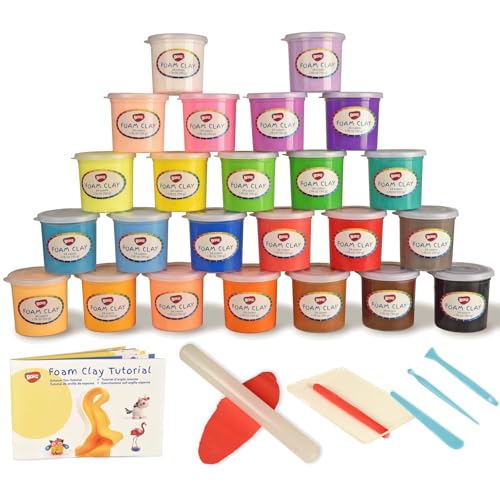 BOHS Foam Clay Kit, 24 Colors, Air Dry Modeling Clay for Arts and Crafts