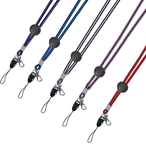 YOUOWO 5Pack Adjustable Neck Lanyards Multicolor with Clip - color: 5 Pack Colors