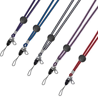 YOUOWO 5Pack Adjustable Neck Lanyards Multicolor with Clip - color: 5 Pack Colors