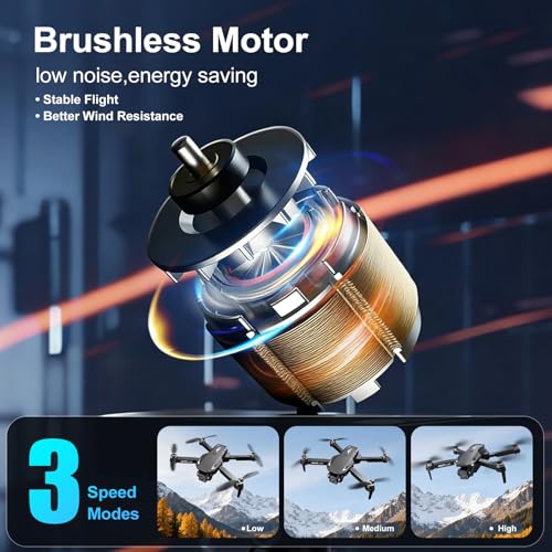 1080P HD Drones with Camera for Adults,Foldable Drone for Beginners - color: Gungrey
