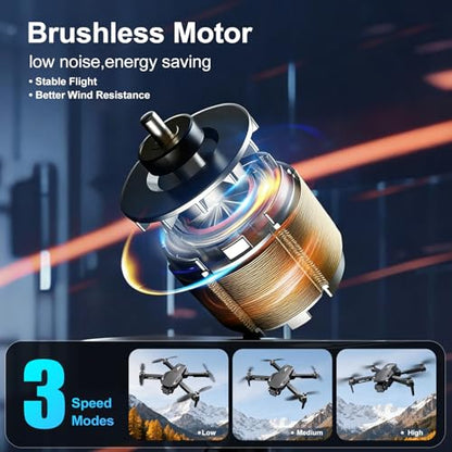 1080P HD Drones with Camera for Adults,Foldable Drone for Beginners - color: Gungrey