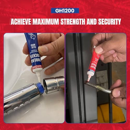 GH1200-6gx2 Pack Thread Lock Medium and Strong Strength for Nuts, Bolts, and Metals, Threadlocker Lock Tight & Seal Fasteners with Stable and Consistent Performance - style: (a) 2PCs x 6g combo