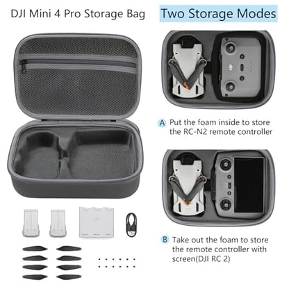 Storage Bag for Mini4 -Mini 4 Pro Drone Case Hard Shell Travel Carrying case Compatible with Mini 4 Pro, DJI RC 2/DJI RC-N2 Remote Controller & Accessories - color: DJI Mini 4 Pro-Grey