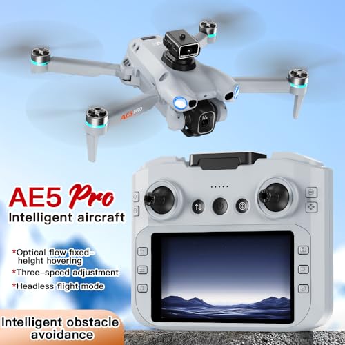 AE5 Pro RC Drones, Foldable Quadcopter with Electric Adjustable Camera, WiFi FPV Live Video, 360° Stunt Roll, Stable Hover for Outdoor Shooting(2 Batteries)
