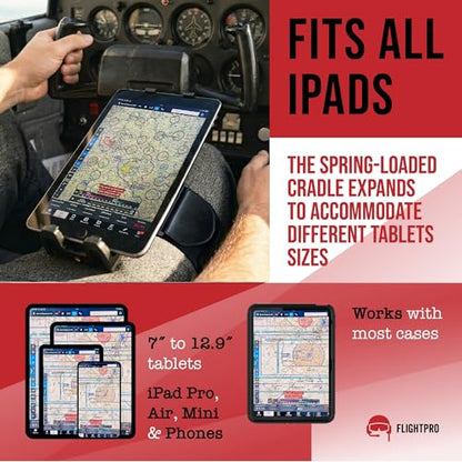 ProAviator Pilot Kneeboard for iPad & Phone (5-13"), 360° Rotating Aviation Mount with Adjustable Tilt, Fits iPad Pro, Air, Mini & Galaxy Tab - color: Kneeboard Strap