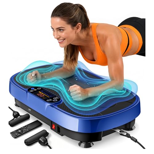 Renoj 3D Vibration Plate Exercise Machine, 200W Motor, 455lbs Capacity - color: Blue