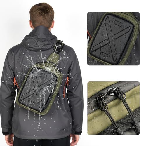 Besnfoto Camera Hardshell Case Crossbody Camera Sling Bag Small Waterproof Photography Bag for Mirrorless and DSLR Cameras - color: Green