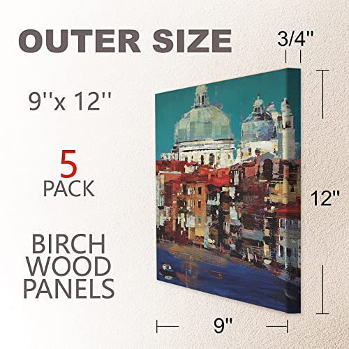 Cupohus 9'' x 12'' 5 Packs Unfinished Wood Canvas Panels for Painting - size: 9" x 12"