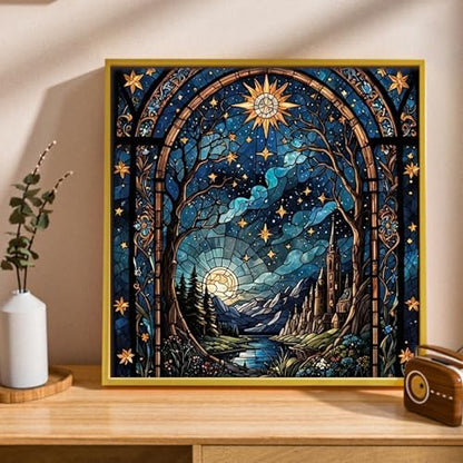 XIYOUVIGOR Magical Night Sky Stained Glass Window Diamond Art Kits - color: Magical Night Sky
