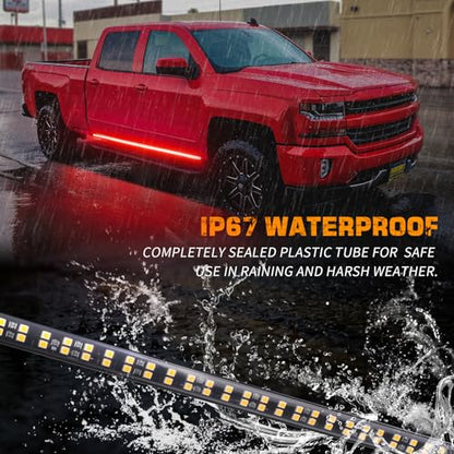 XRIDONSEN 2 Pack 70-inch Truck Red Running Board Emergency Lights Strip - color: Red