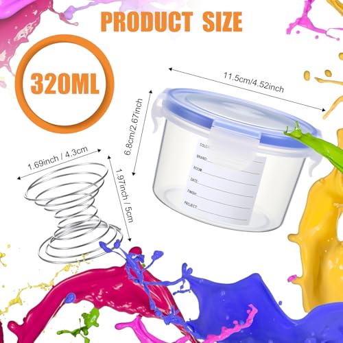 Remerry 8 Sets Paint Container with Stainless Steel Mixing Ball Touch up Storage Cups with Lids Paint Containers Storage Airtight for Repainting(320 ml) - size: 320 ml
