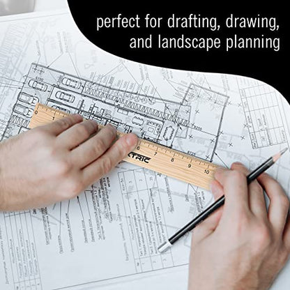 Ruler 12 Inch, Architectural Scale Ruler, 1/8 Inch Scale Rulers, Wooden Rulers for Drawing, Drafting, Architect and Engineering