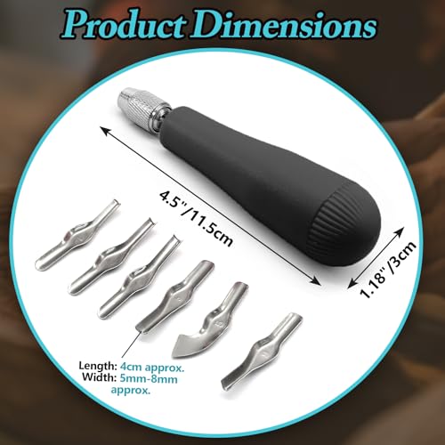 Luomorgo Linocut Carving Kit, Linoleum Cutter Tools with 6 Blades - color: Black