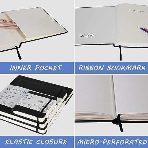 Vanrtto Square Sketch Book, Mixed Media Sketchbook 4.5x4.5 in 2 Pack - size: 4.5*4.5 INCH 2 PACK