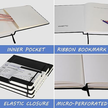 Vanrtto Square Sketch Book, Mixed Media Sketchbook 4.5x4.5 in 2 Pack - size: 4.5*4.5 INCH 2 PACK