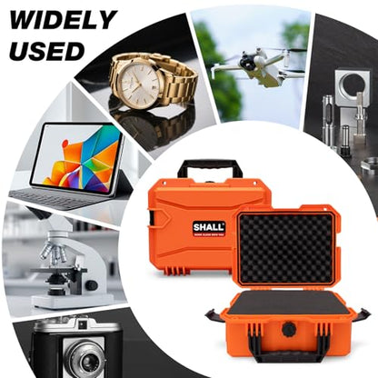 SHALL Hard Case, Cyberdeck Case, IP67 Waterproof Protective Camera Case with Customizable Foam, Protection for Camera, Drones, Lens, Equipment, 14"x11"x6", Orange - color: Orange