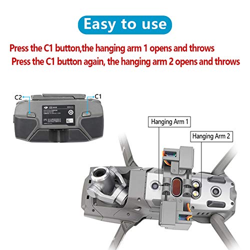 Hanatora Dual Drop Version Payload Airdrop Release Dropping Device for DJI Mavic 2 Pro/Zoom Drone,Air Drop Clip Delivery Transport Dropper System,Fishing Bait Hook