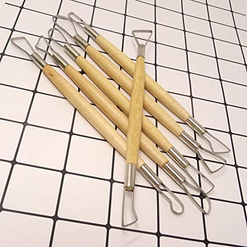 "Honbay 6-Piece Wooden Handle Double Ended Modeling Tools Sculpting Tools for Clay, Fondant, Cake, Ceramic, Dough, Plasticine, Plaster, Wax, etc"