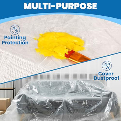 18 Pack Plastic Drop Cloth, 9 x 12 Feet Plastic Sheeting - color: 18p
