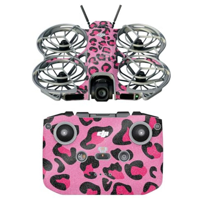 Glossy Glitter Drone Skin Compatible with DJI Neo 2 - Pink Leopard - Premium 3M Vinyl Protective Wrap Decal Cover - Easy to Apply | Crafted in the USA by MightySkins - color: Pink Leopard, size: DJI Neo 2, style: Glossy Glitter Finish