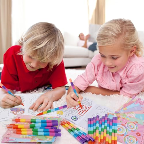 BenLouis 24 Sweet Mini Coloring Books with 24 Crayons for Kids Bulk - style: Candyland