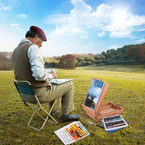 Goldge Tabletop Easel Acrylic Paint Set, Painting Kits for Adults