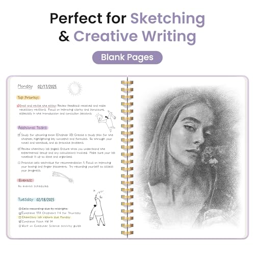 Taja Blank Spiral Notebook for Work, 5.7"x7.9" Spiral Plain Sketch Notebook - color: E-Purple, style: d-Blank