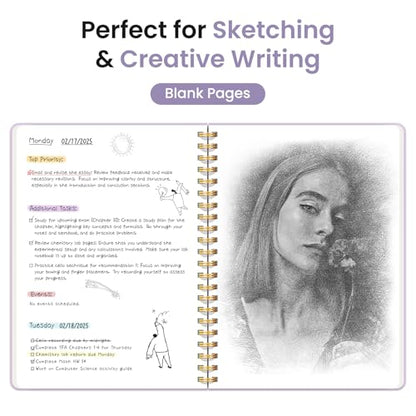 Taja Blank Spiral Notebook for Work, 5.7"x7.9" Spiral Plain Sketch Notebook - color: E-Purple, style: d-Blank