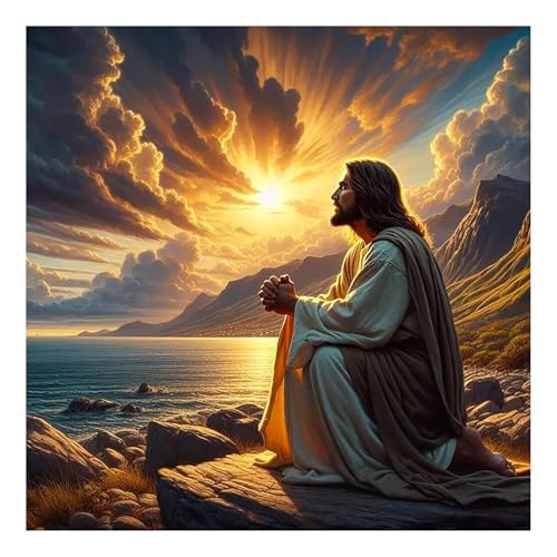 Jesus Paint by Numbers Kit for Adults, 16x16 inch - color: Jesus without frame